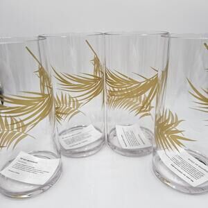 Chic & Tonic Sweet Paradise Highball Acrylic/Plastic Glasses Set Of 4 Gold Palms